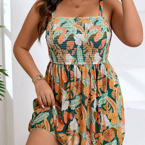 Damen Sommerliches Kleid mit elastischem Brustbereich und floralen Mustern EB