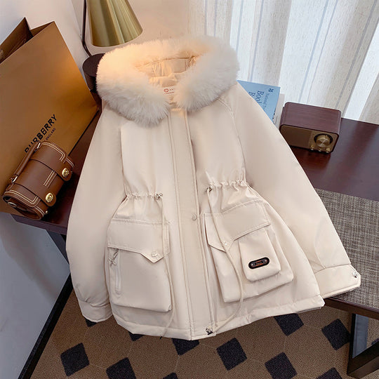 Damen Winterjacke mit abnehmbarem Kunstpelzkragen und praktischen Taschen EB