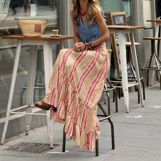 Damen Maxikleid mit fröhlichem Muster EB