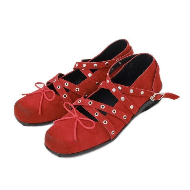 Damen Ballerinas mit elegantem Riemendesign und modischer Schnürung EB