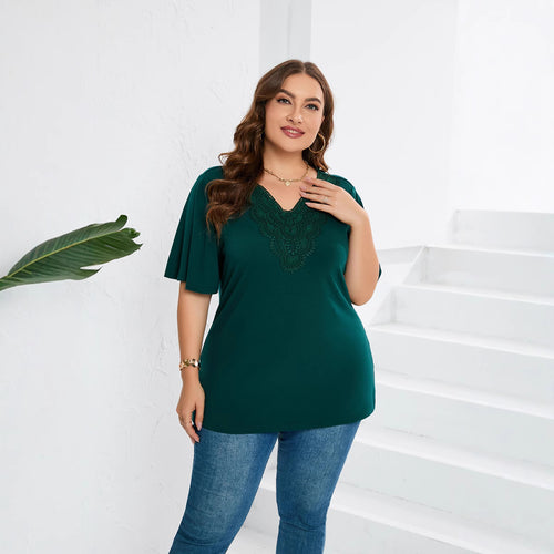Damen Blusenshirt mit eleganter Lochstickerei und weit geschnittenen Ärmeln EB