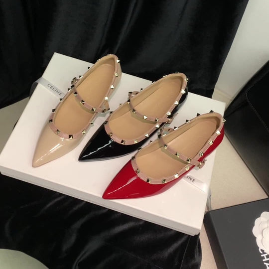 Damen Ballerina-Schuhe mit dekorativem Riemen und eleganten Akzenten EB