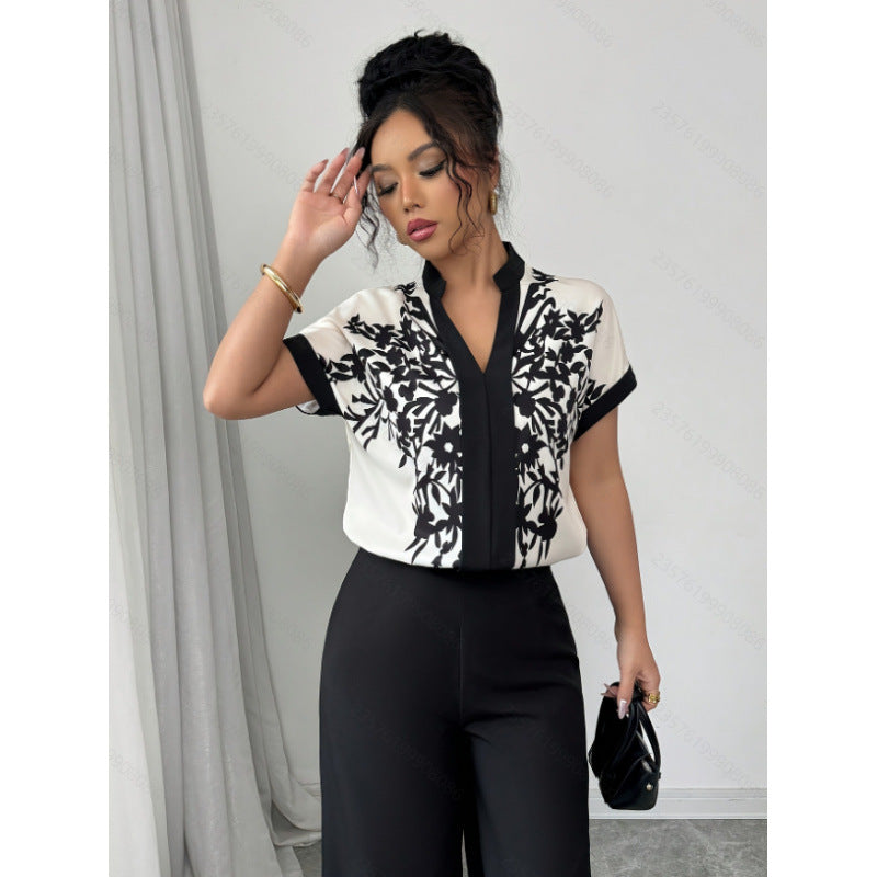 Damen Bluse mit floralen Details und elegantem Schnitt EB