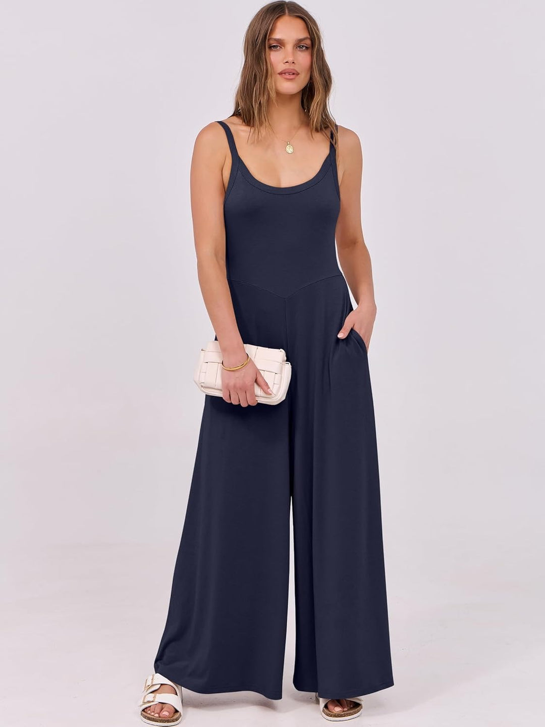 Damen eleganter Jumpsuit mit weitem Bein und komfortablem Schnitt EB