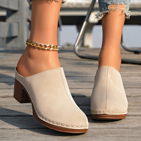 Damen Casual Clogs mit komfortablem Absatz und edlem Wildleder EB