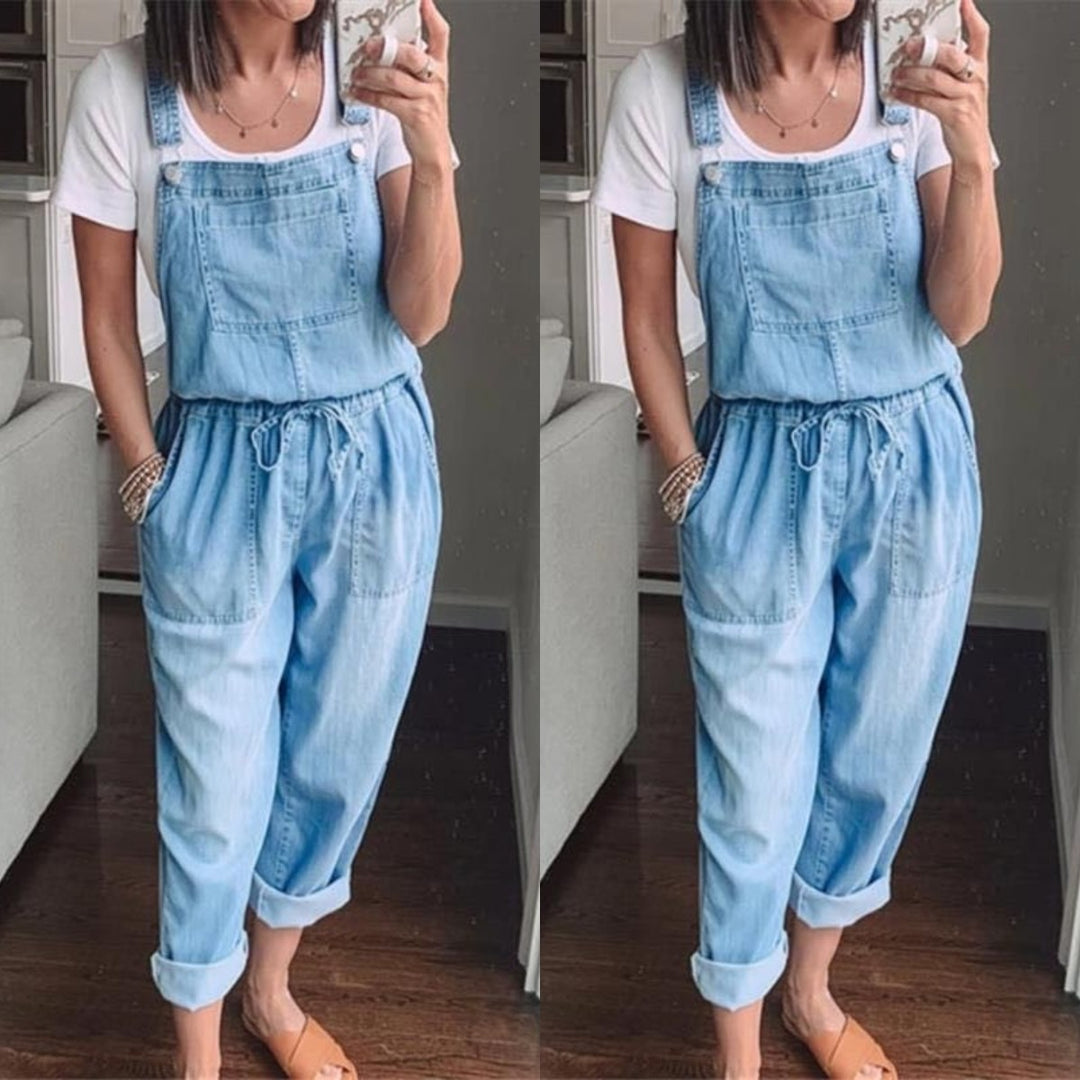 Damen Denim-Overall mit verstellbaren Trägern