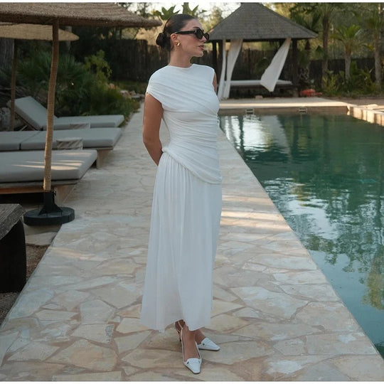 Damen Maxikleid mit innovativem Wickeldesign und eleganter Drapierung EB