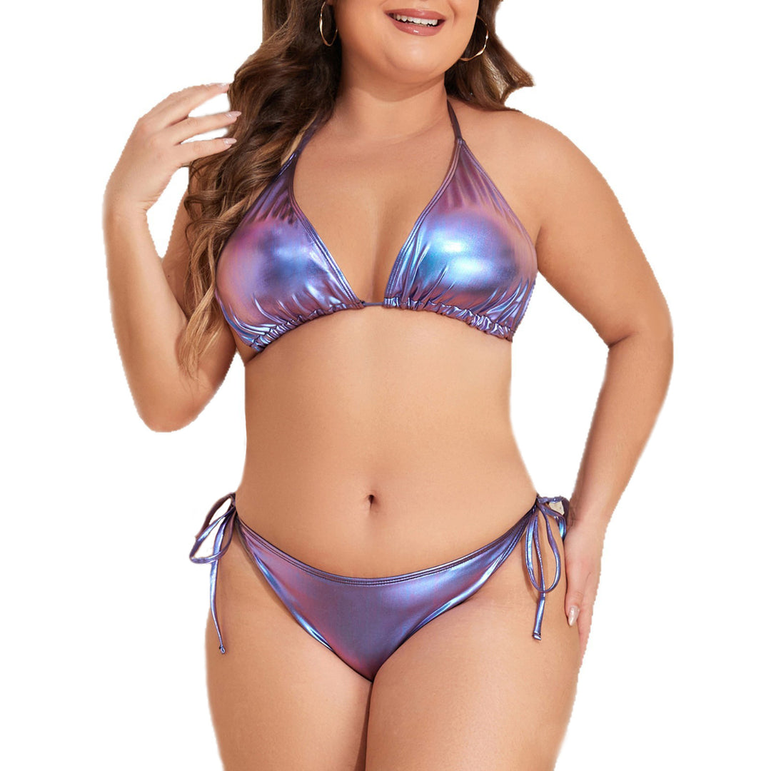 Damen Triangel-Bikini mit schimmerndem Design EB