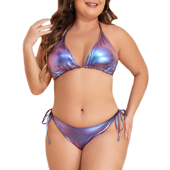 Damen Triangel-Bikini mit schimmerndem Design EB