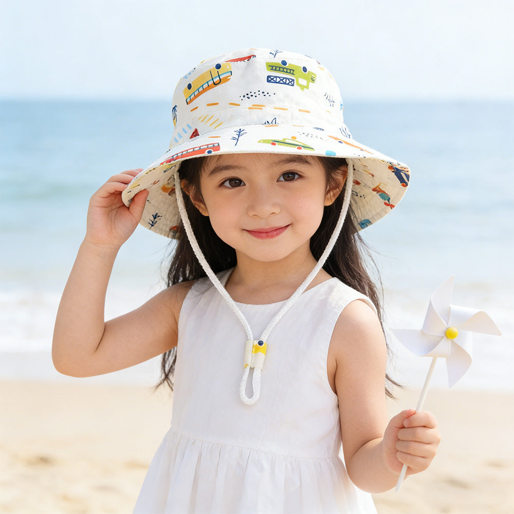 Unisex nan Kinder-Sonnenhut mit Wendemotiv, Kinnband und hohem UV-Schutz  R&B