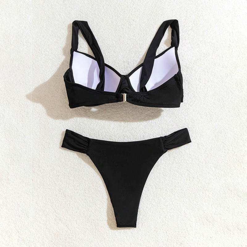 Damen Bikini-Set mit elegantem Wickeldesign und hoch geschnittenem Unterteil EB