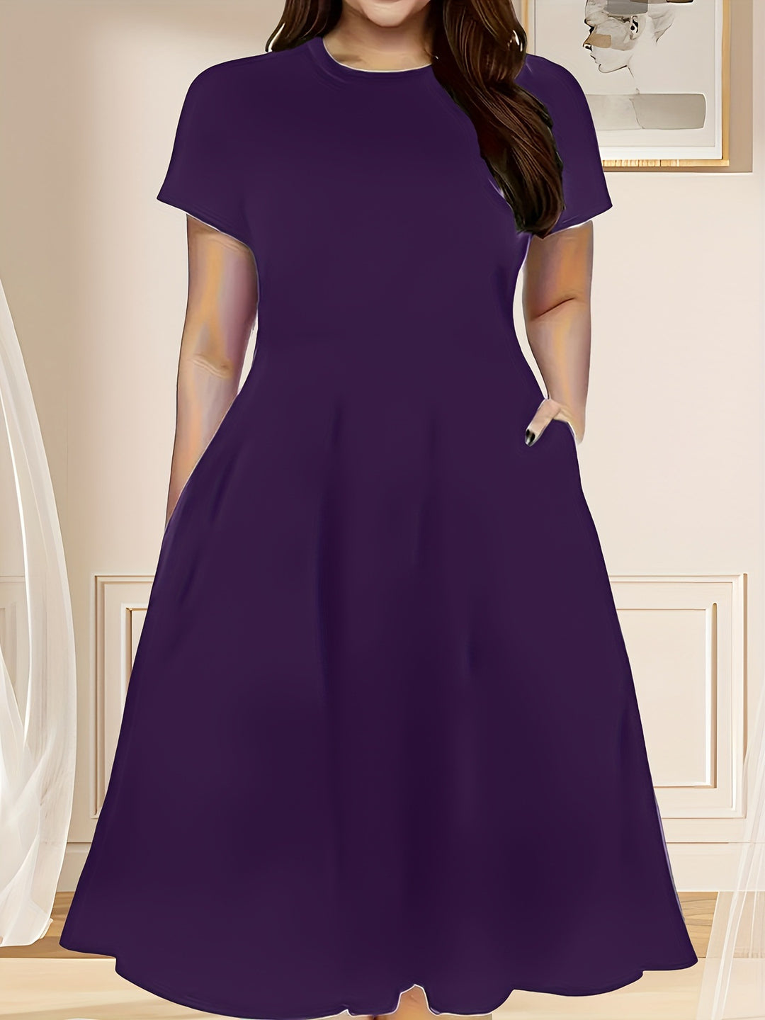 Damen lässiges Maxikleid mit praktischen Seitentaschen und elegantem Schnitt EB