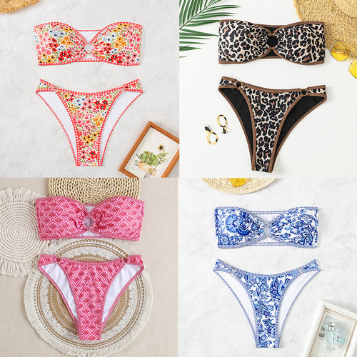 Damen Bandeau Badeanzug Set EB