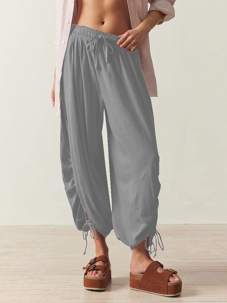 Damen luftige Chino-Hose mit verstellbarem Bund und Kordelzug EB