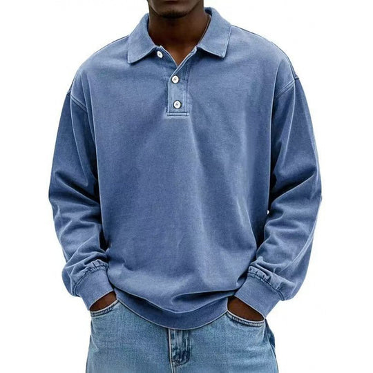 Herren Oversize Langarm Polo aus Baumwollmix EB