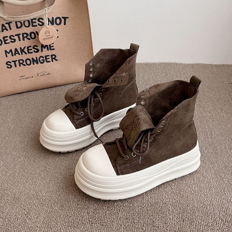 Damen Hochtop Sneakers mit plattformartiger Sohle und innovativer Schnürung EB