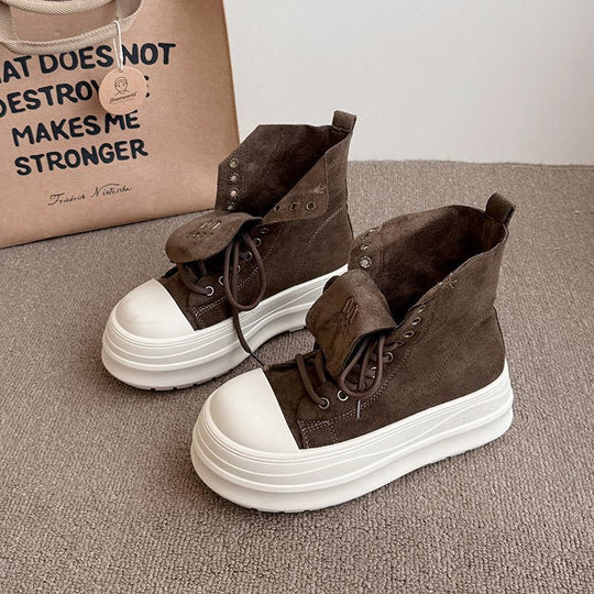 Damen Hochtop Sneakers mit plattformartiger Sohle und innovativer Schnürung EB