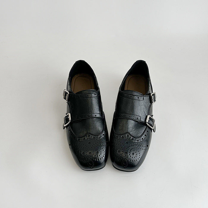Damen Elegante Schnürschuhe mit doppeltem Riemen und feinem Brogue-Muster EB