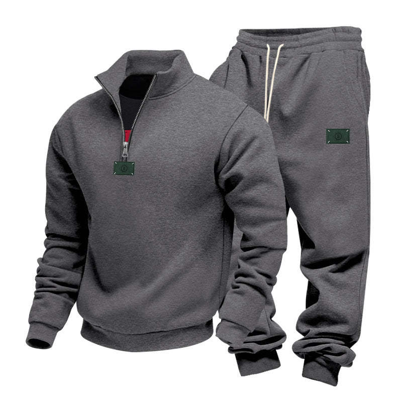 Herren nan komfortables Halbzip-Sweatset mit tapered Jogginghose und elastischem Tunnelzug EB