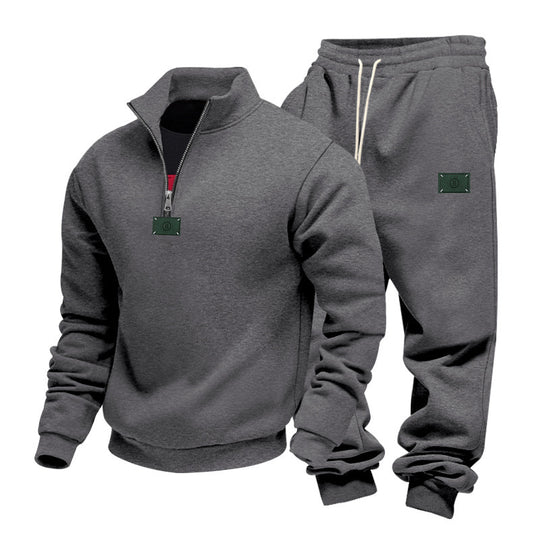 Herren nan komfortables Halbzip-Sweatset mit tapered Jogginghose und elastischem Tunnelzug EB