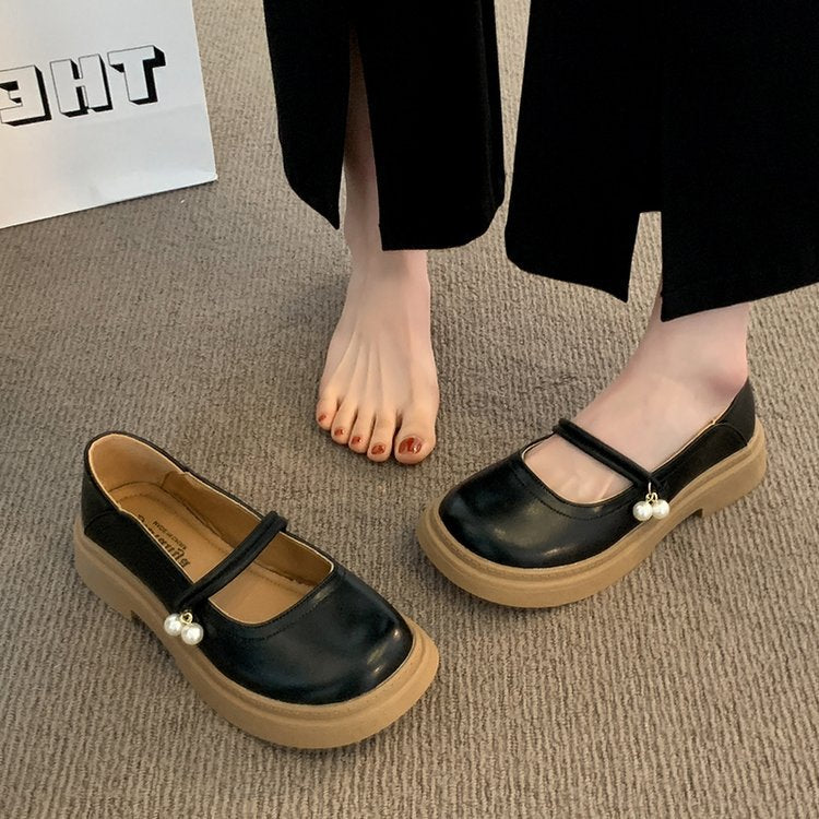 Damen elegante Mary Jane Schuhe mit modischen Perlenakzenten EB