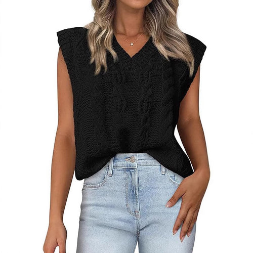 Damen Strickoberteil mit V-Ausschnitt und strukturiertem Muster EB