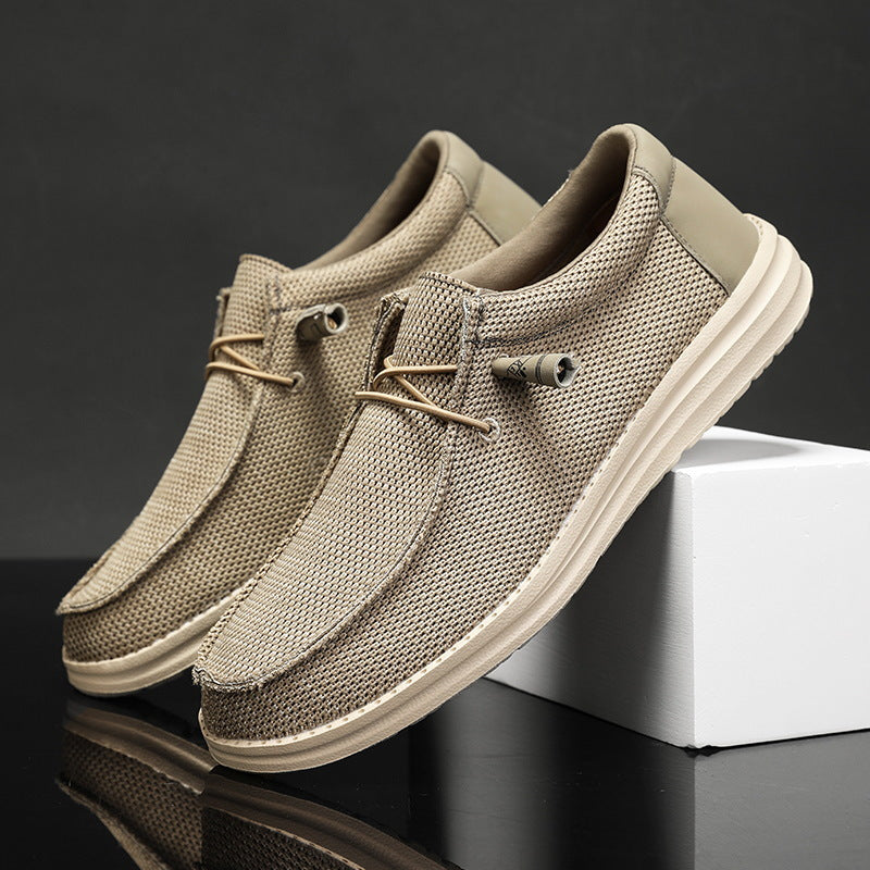 Herren atmungsaktive Mokassin‑Slipper aus Strick mit Memory‑Fußbett und rutschfester EVA‑Laufsohle EB