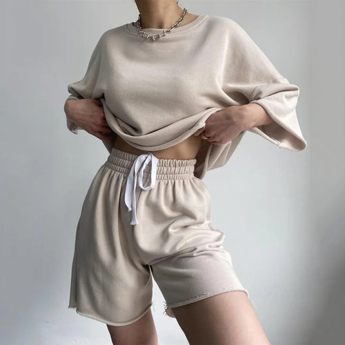 Damen Bequemes Loungewear-Set aus hochwertigem Sweatstoff mit lockerem Schnitt EB
