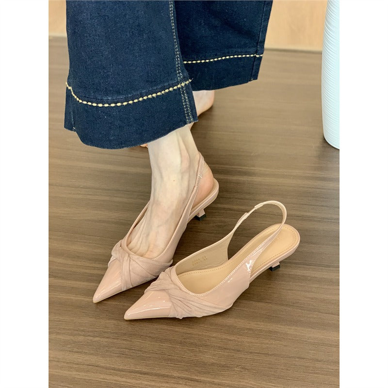 Damen spitze Slingback-Pumps mit elegantem Raffungseffekt EB