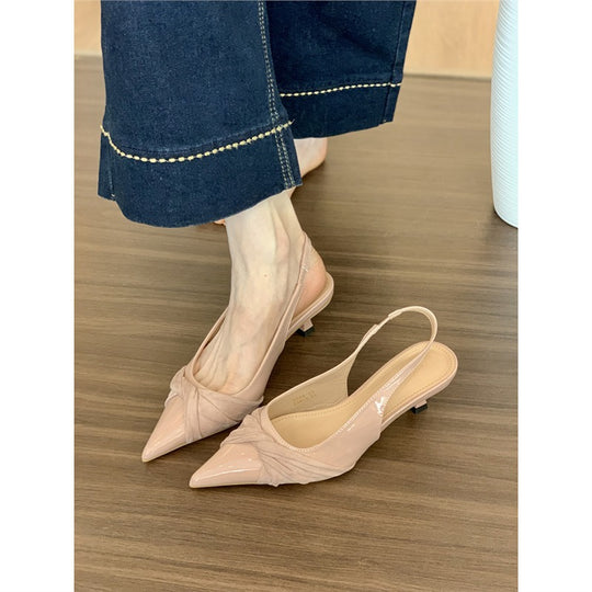 Damen spitze Slingback-Pumps mit elegantem Raffungseffekt EB