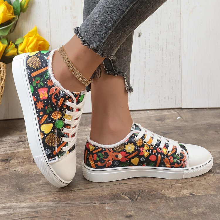 Damen Modische Sneaker mit buntem Print und bequemem Innenfutter EB