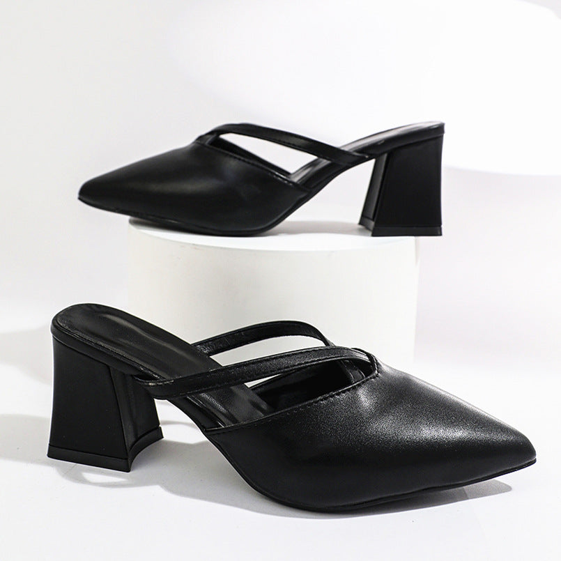 Damen elegante Slingback-Pantoletten mit spitz zulaufendem Design EB