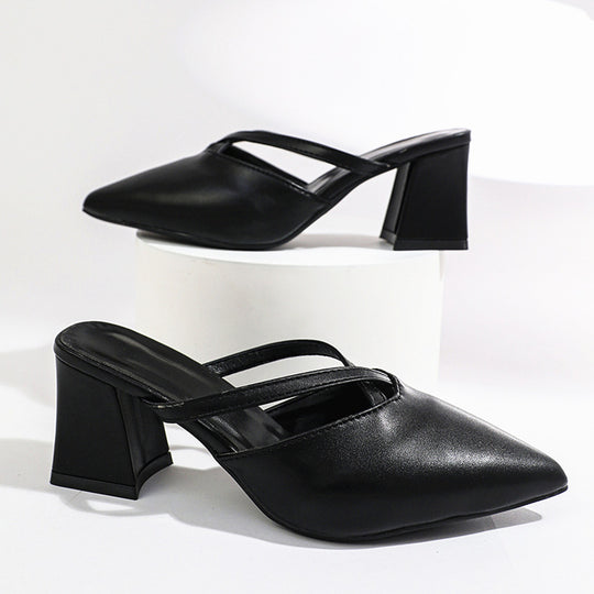 Damen elegante Slingback-Pantoletten mit spitz zulaufendem Design EB