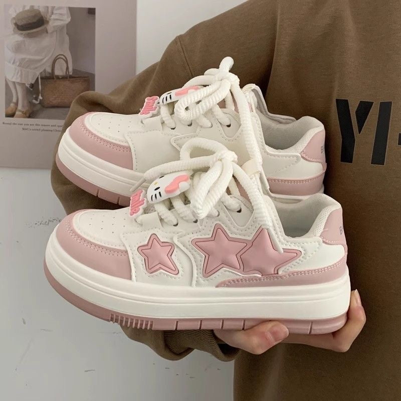 Damen Modische Sneakers mit Sternen-Applikationen und gepolsterter Sohle EB