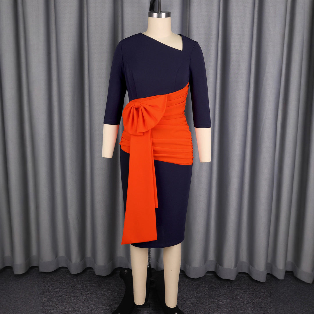 Damen Effortlessly Chic Kleid mit asymmetrischem Design und voluminösem Rüschenelement EB