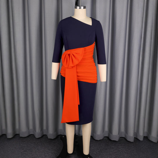 Damen Effortlessly Chic Kleid mit asymmetrischem Design und voluminösem Rüschenelement EB