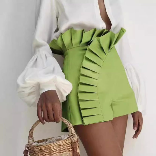 Damen Rüschenshorts mit asymmetrischem Schnitt EB