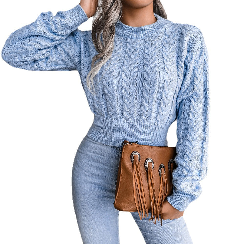 Damen Grobstrickpullover mit modernem Design und dekorativen Zopfmuster EB