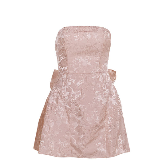Damen schulterfreies Cocktailkleid mit elegantem Schleifendetail EB