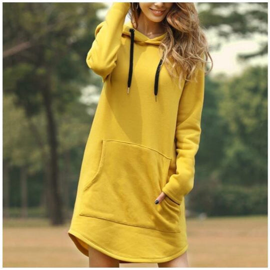 Damen nan Kapuzenkleid aus Sweatstoff, oversized Schnitt mit Kängurutasche EB