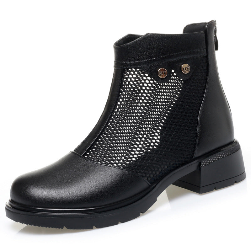 Damen Stiefeletten mit atmungsaktivem Netzdesign und robustem Blockabsatz EB