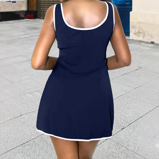 Damen Freizeitkleid mit tiefem Ausschnitt und seitlichen Taschen EB