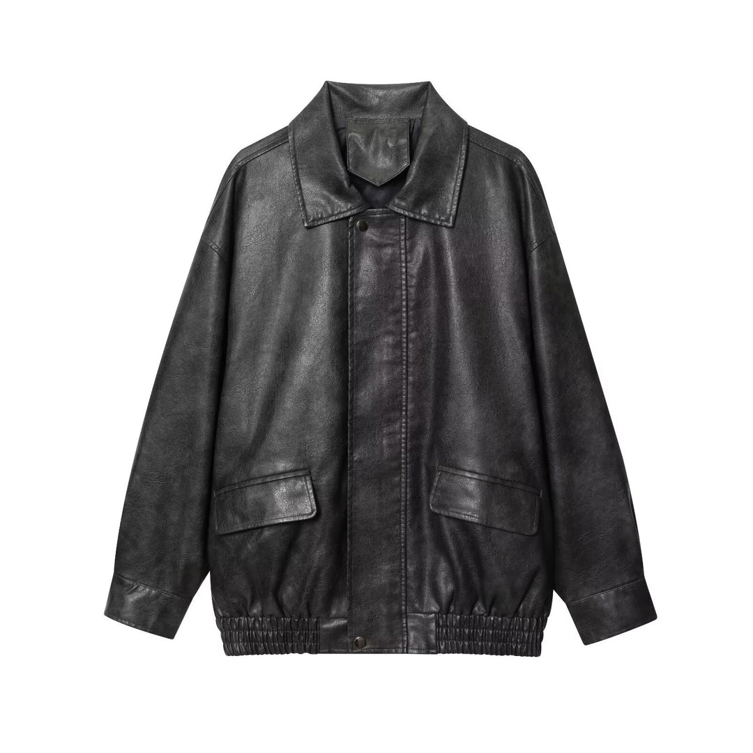 Damen elegante Kunstlederjacke EB