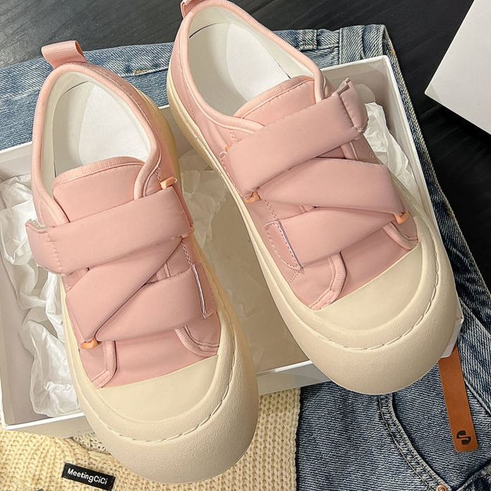 Damen Sneakers mit hohem Plateau und praktischem Klettverschluss EB