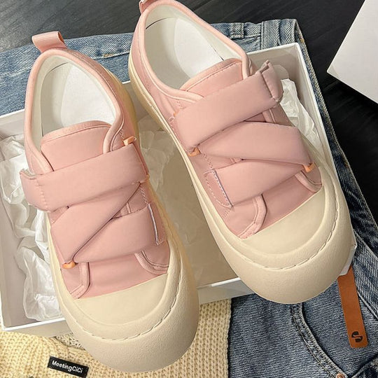 Damen Sneakers mit hohem Plateau und praktischem Klettverschluss EB
