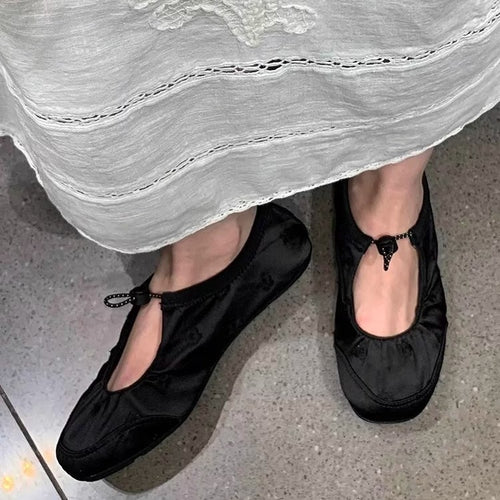 Damen Slip-On Ballerinas mit dekorativem Riemen und atmungsaktivem Material EB