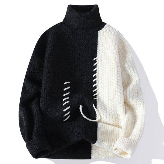 Unisex nan strukturierter Oversize-Strickpullover mit Zopfmuster und dekorativer Steppnaht EB