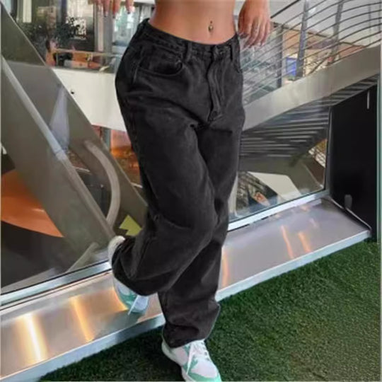 Damen nan relaxed-fit Baggy-Jeans mit hoher Taille und tiefem Schritt EB