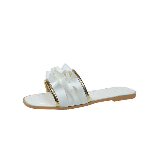 Damen elegante Riemensandalen mit dekorativem Rüschendetail EB