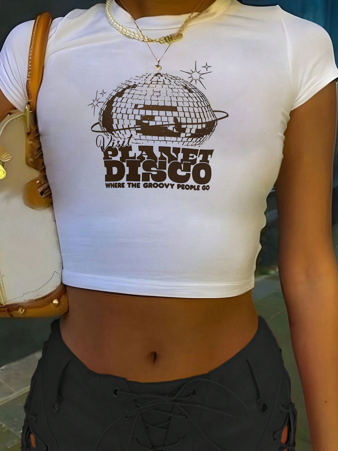Damen Kurzarm T-Shirt mit auffälligem Motorrad-Design EB